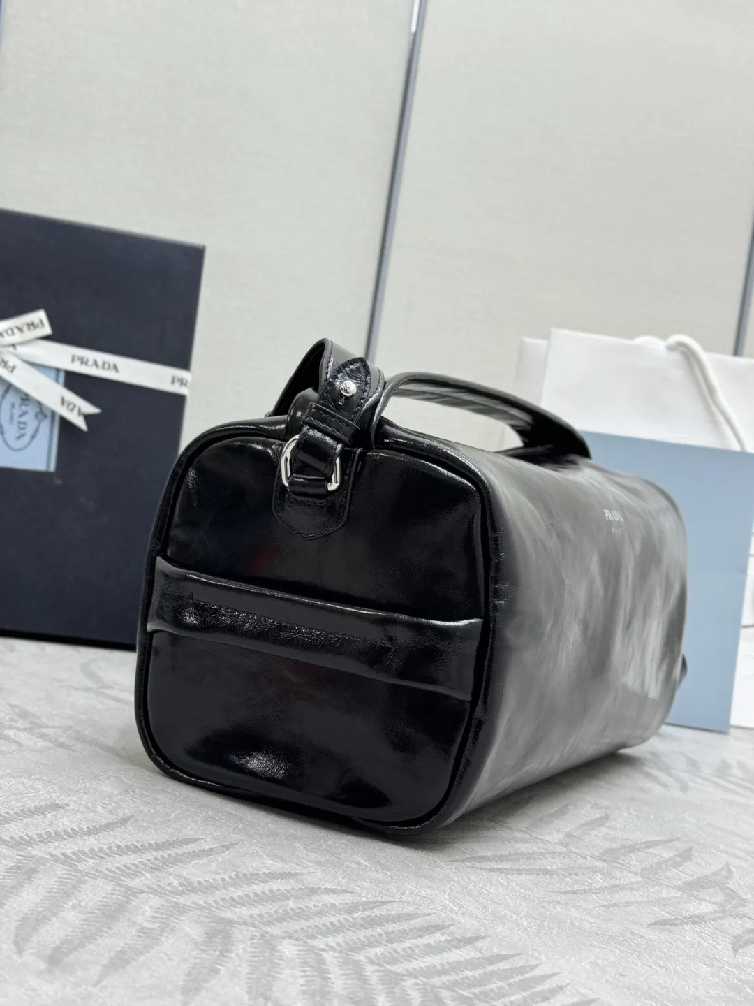 Prada Boston Waxed Leather Shoulder Bag D106011209 — view 6