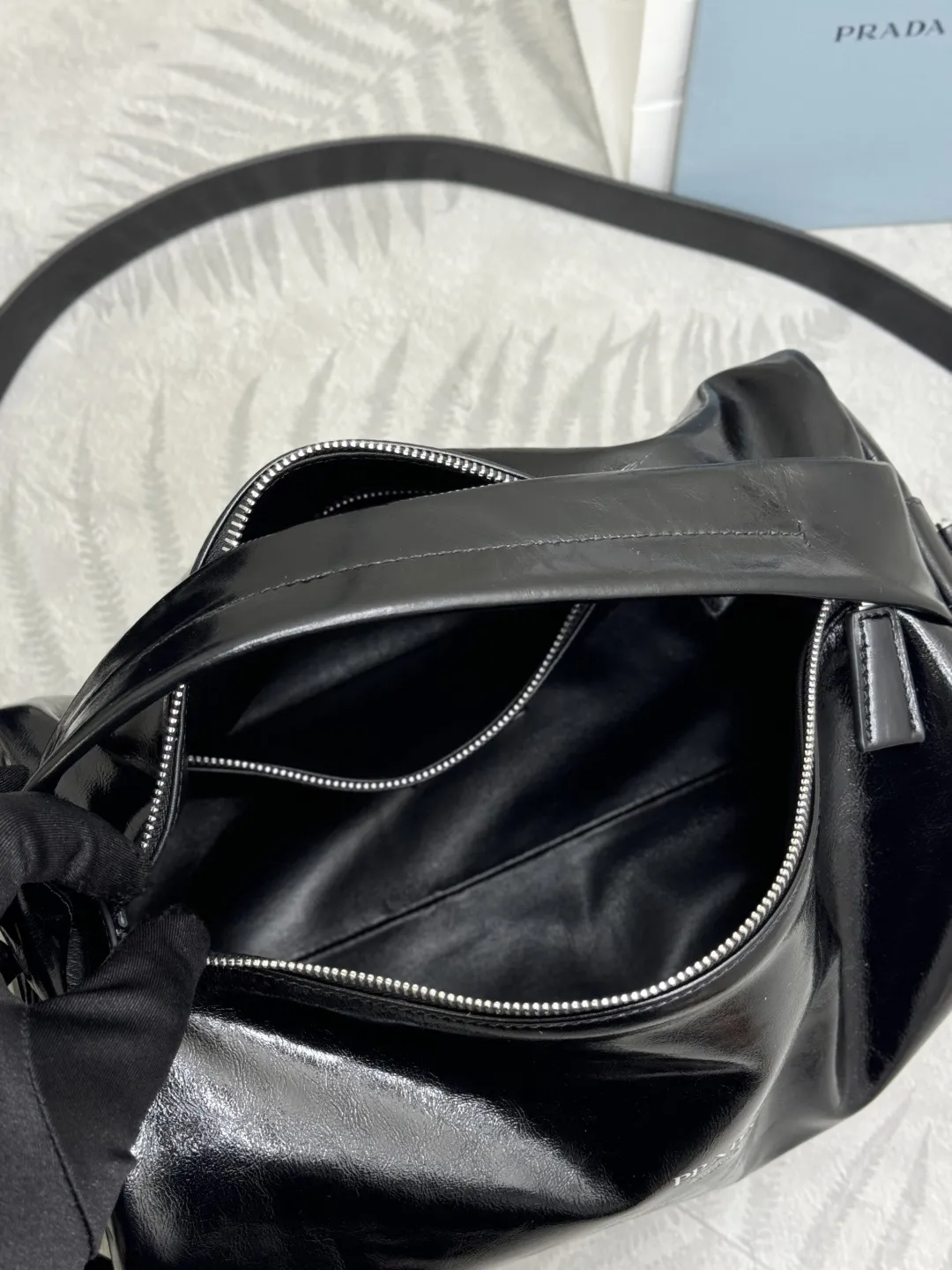 Prada Boston Waxed Leather Shoulder Bag D106011209 — view 9