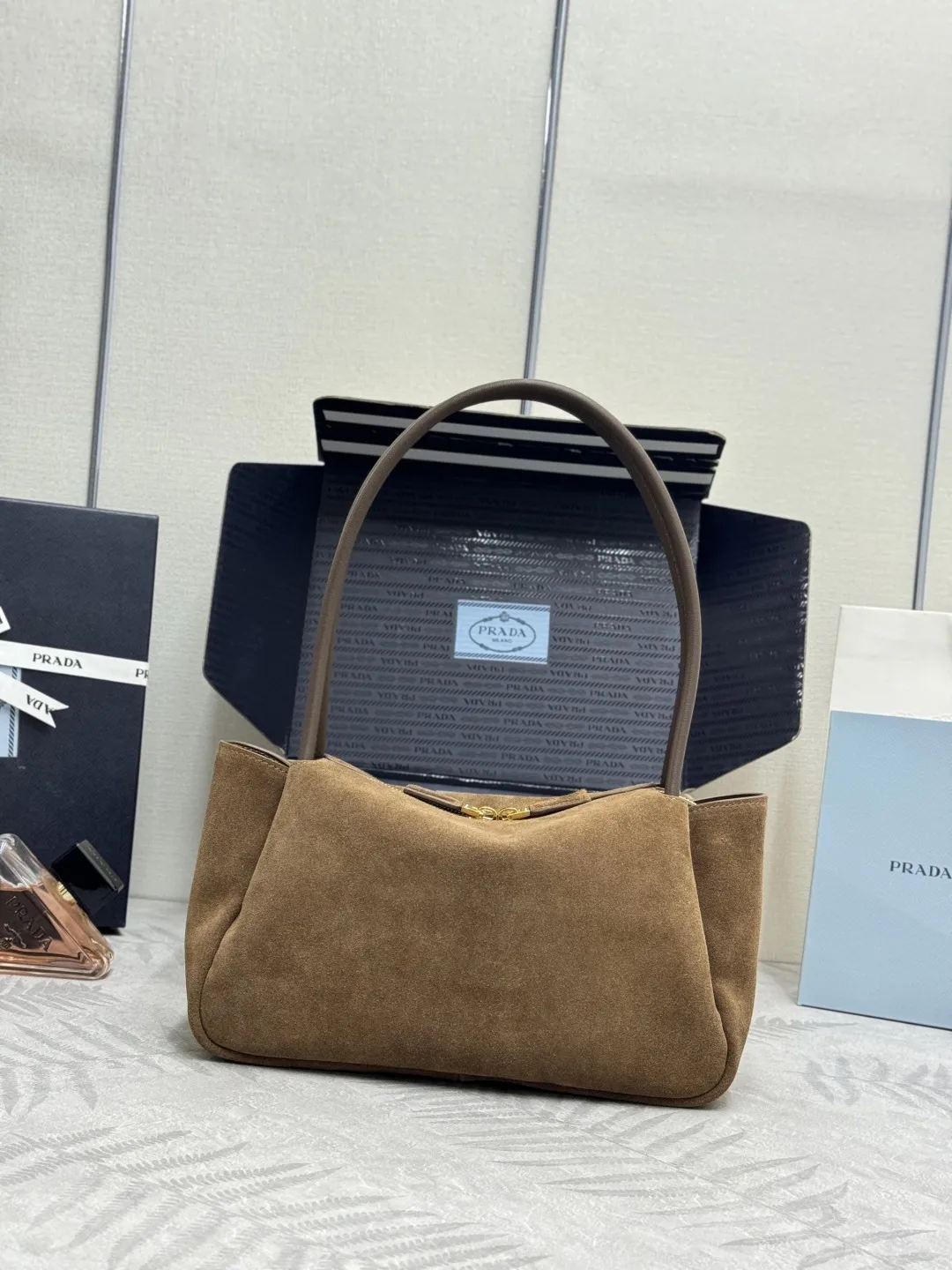 Prada Suede Shoulder Bag 1BA444 D89011213 — view 2