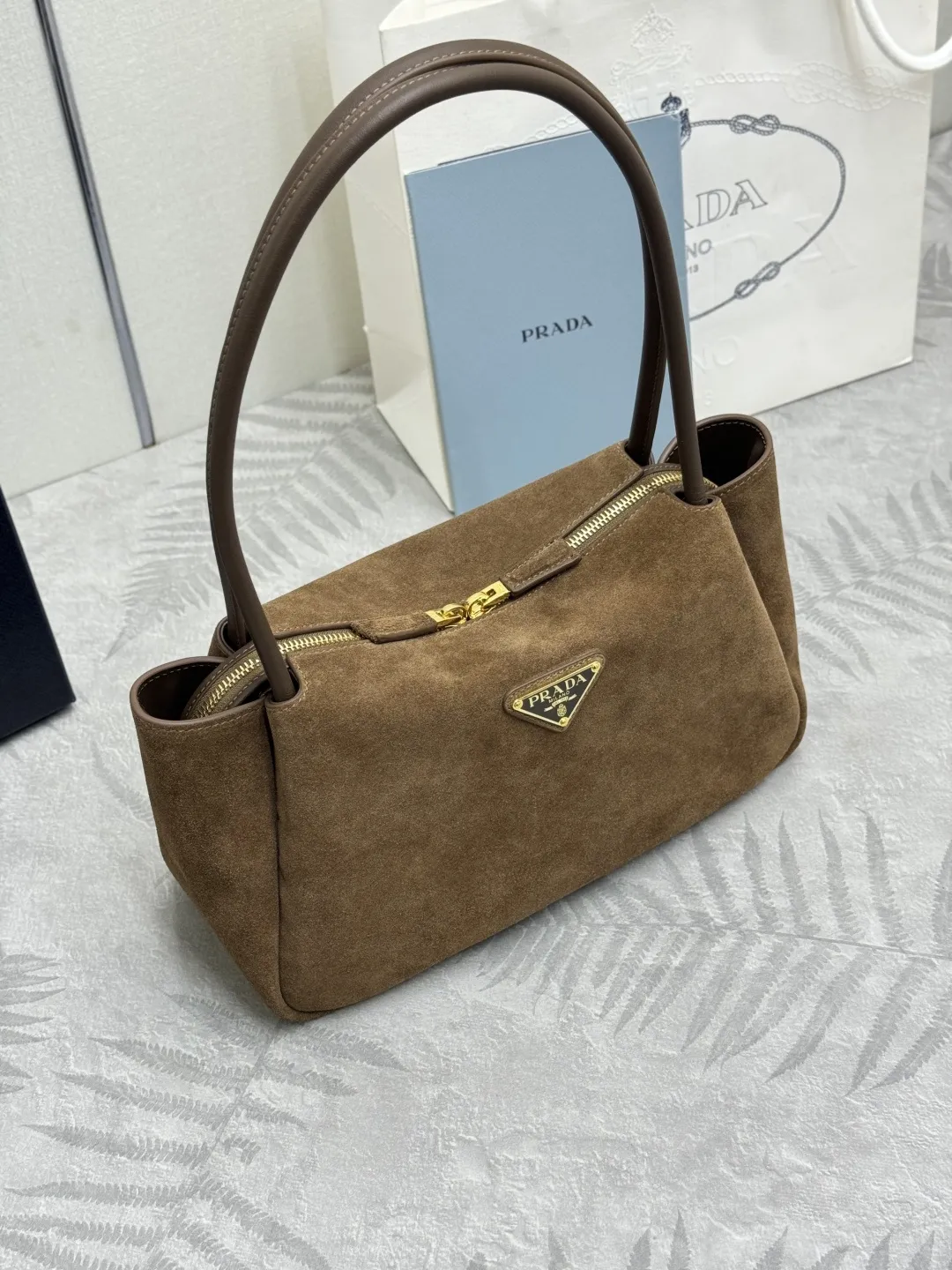 Prada Suede Shoulder Bag 1BA444 D89011213 — view 3