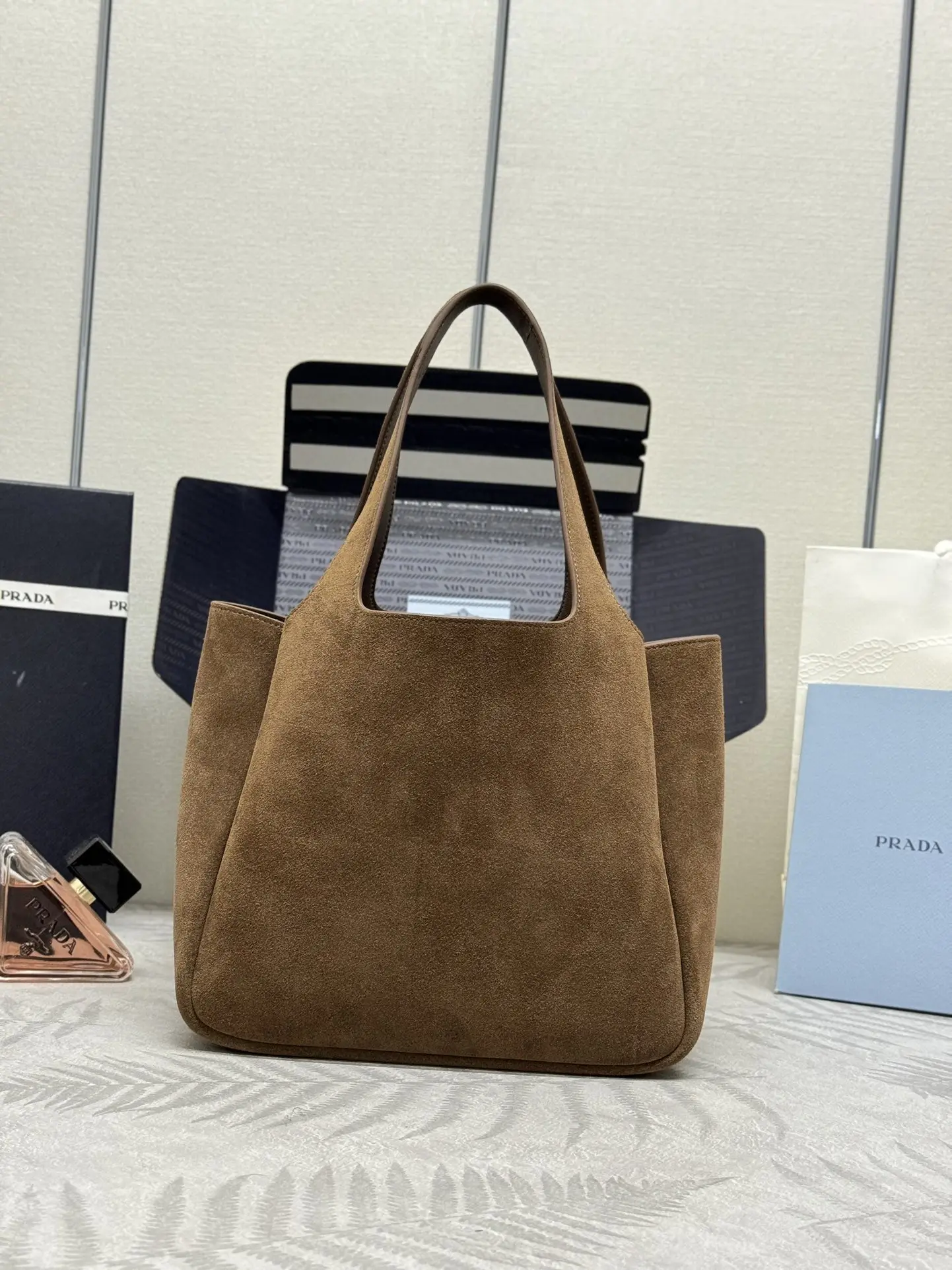Suede Bucket Bag with Lambskin Lining D91011214 — view 2