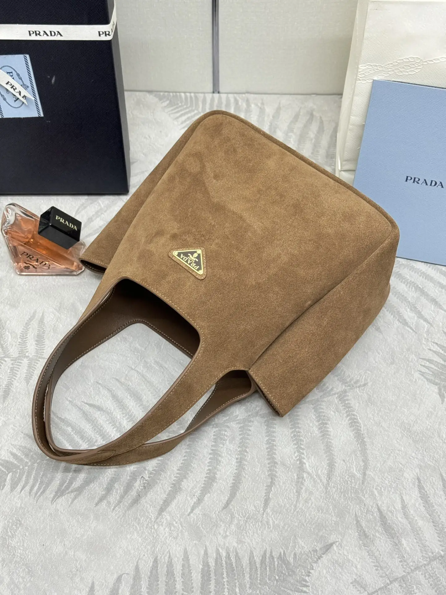 Suede Bucket Bag with Lambskin Lining D91011214 — view 6