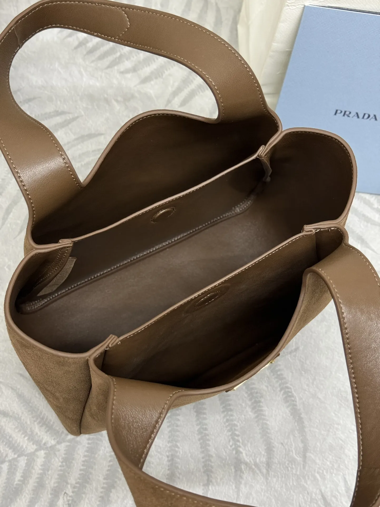 Suede Bucket Bag with Lambskin Lining D91011214 — view 8