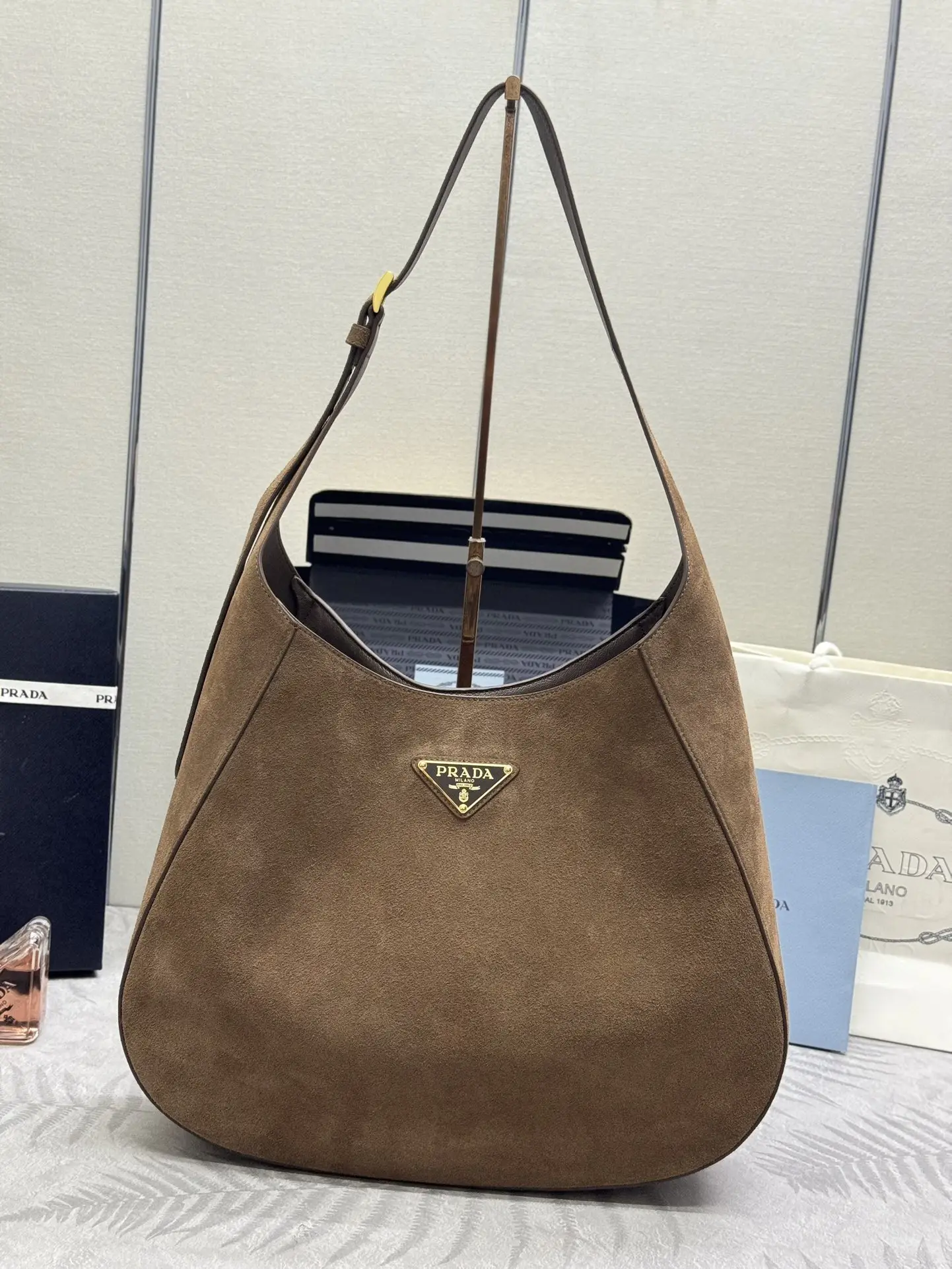 Prada Cleo Suede Shoulder Bag D101011215