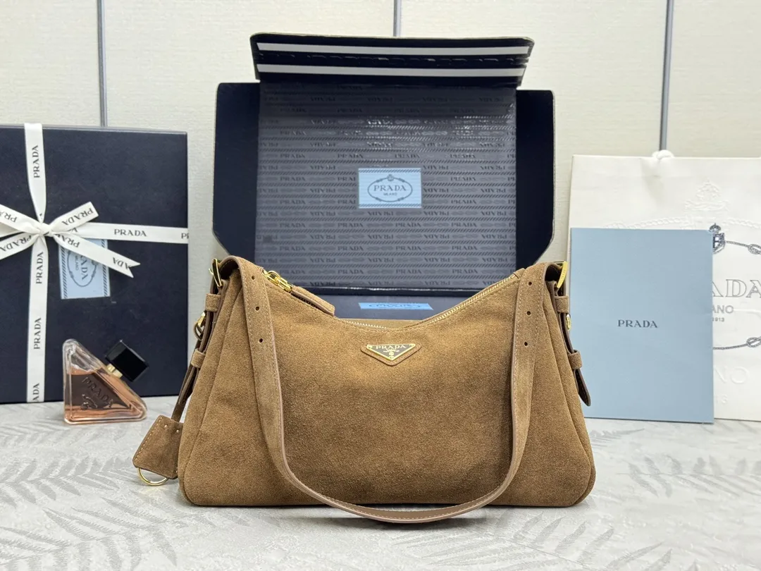 Prada Aimee Suede Hobo Shoulder Bag D89011218