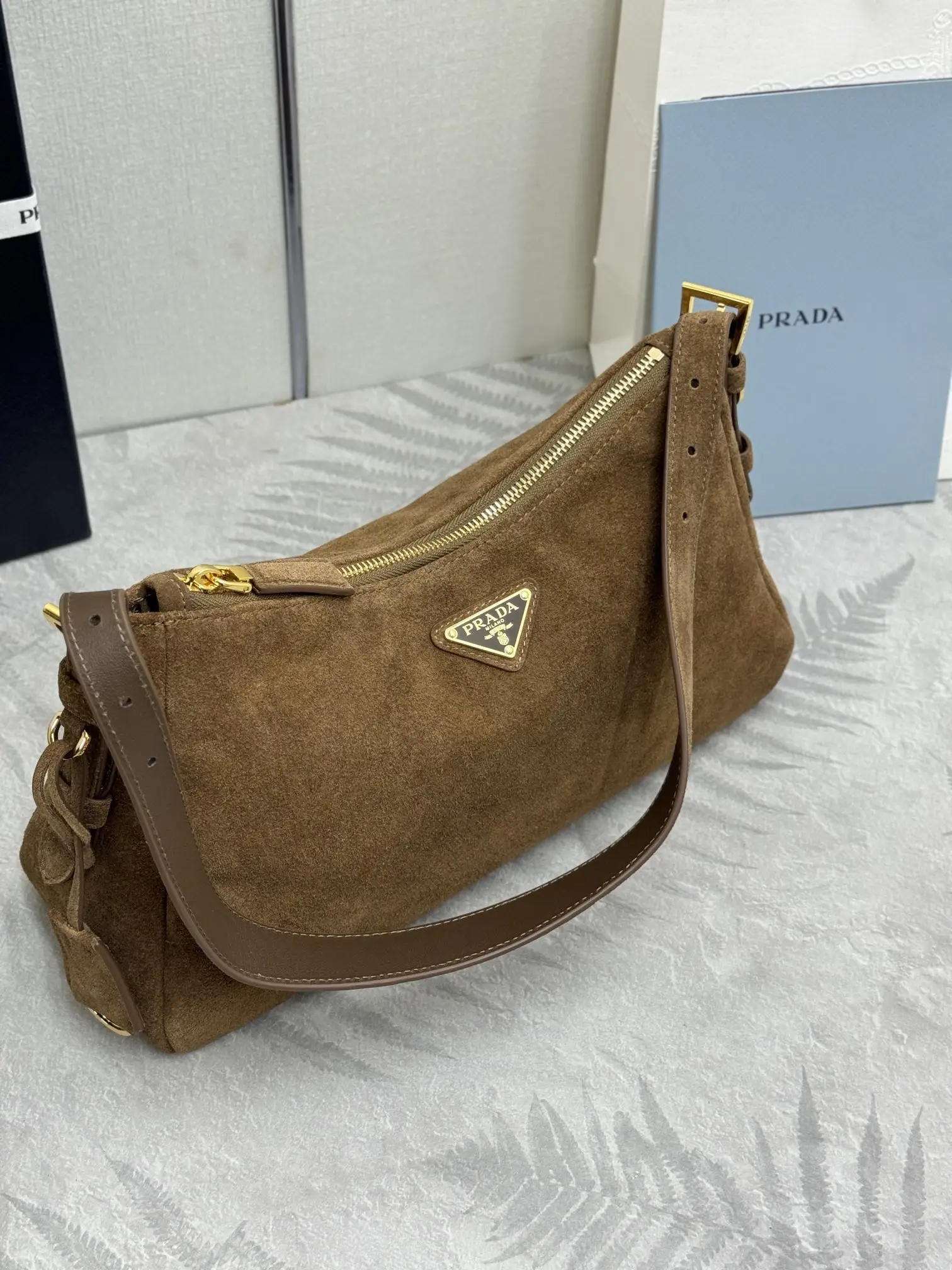 Prada Aimee Suede Hobo Shoulder Bag D89011218 — view 4