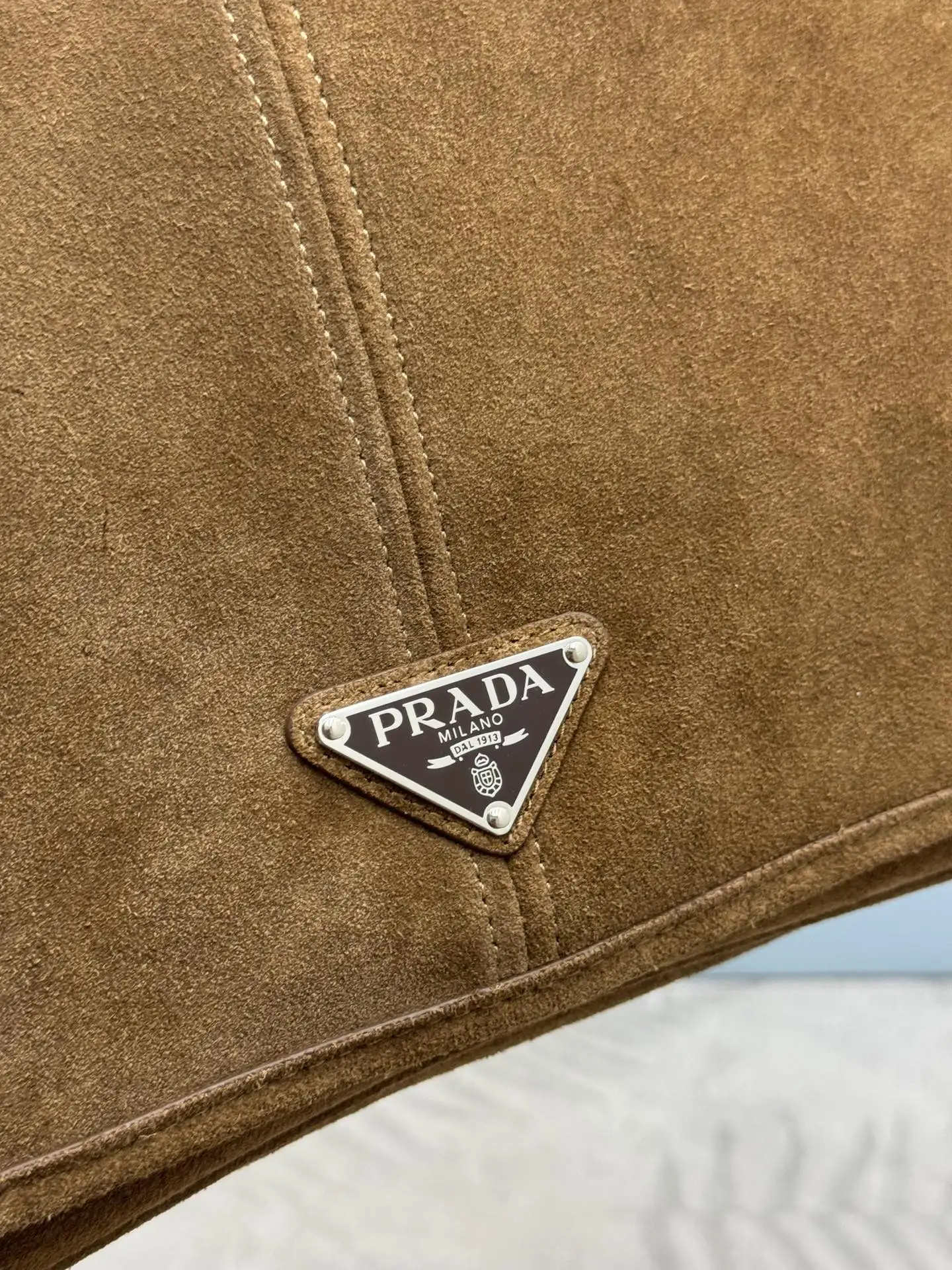 Suede Messenger Bag with Triangle Logo D99011221 — view 7
