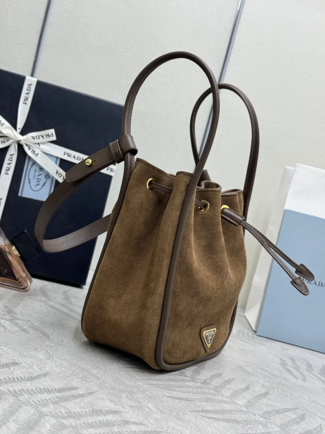 Suede Drawstring Bucket Bag D86011224 — view 3