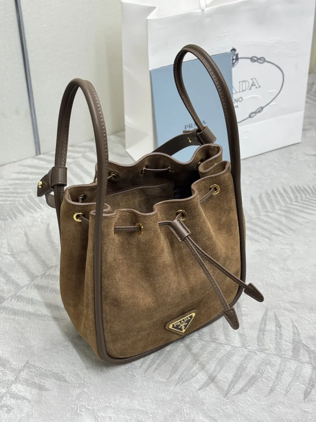 Suede Drawstring Bucket Bag D86011224 — view 4