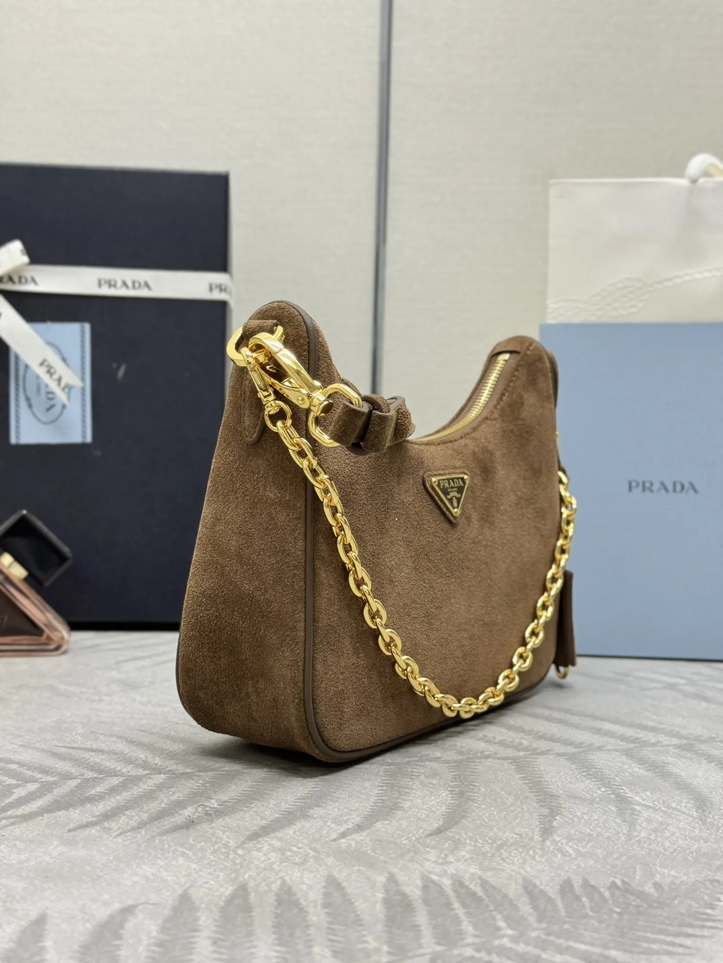 Suede Hobo Shoulder Bag 1BC204 D79011227 — view 2