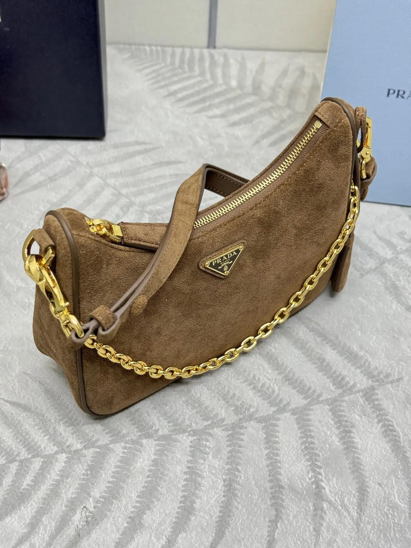 Suede Hobo Shoulder Bag 1BC204 D79011227 — view 4
