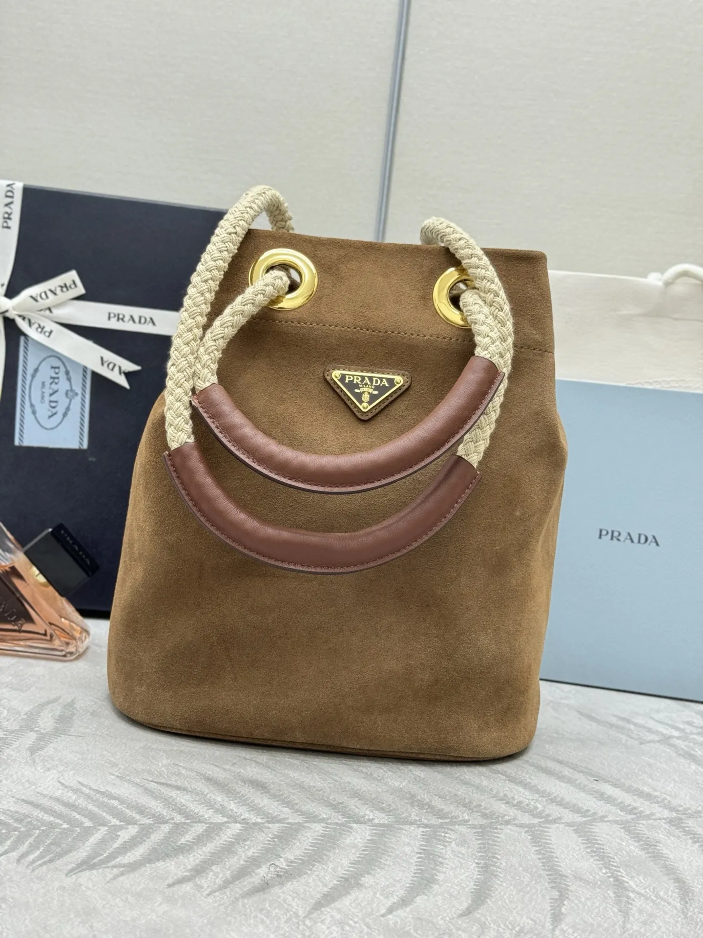 Suede Re-Nylon Bucket Bag D79011228 — view 2
