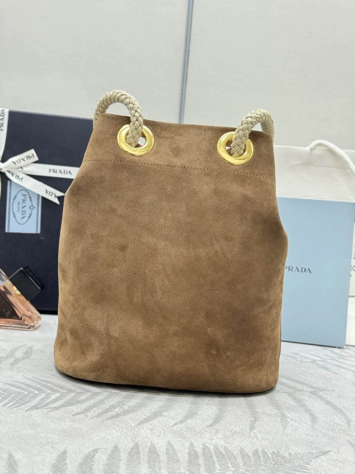 Suede Re-Nylon Bucket Bag D79011228 — view 4