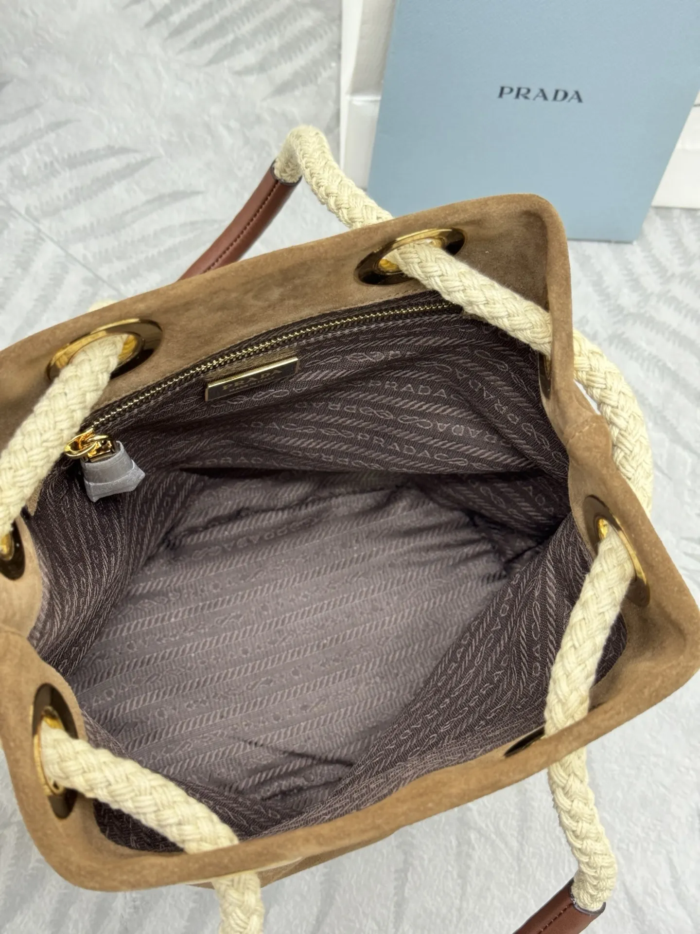 Suede Re-Nylon Bucket Bag D79011228 — view 8