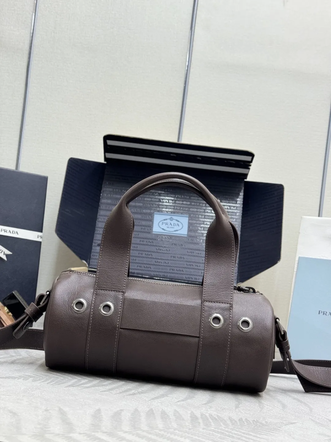 Prada Leather Top-Handle Shoulder Bag D104011229 — view 2