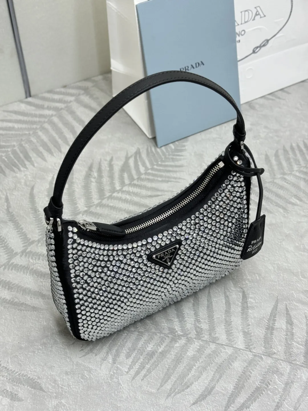 Re-Edition 2005 Crystal-Embellished Hobo Bag D64011231 — view 3