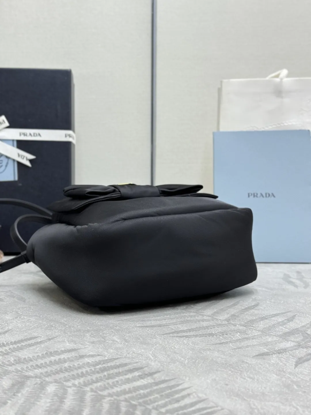 Prada Bow-Detail Padded Nylon Shoulder Bag D76011233 — view 5