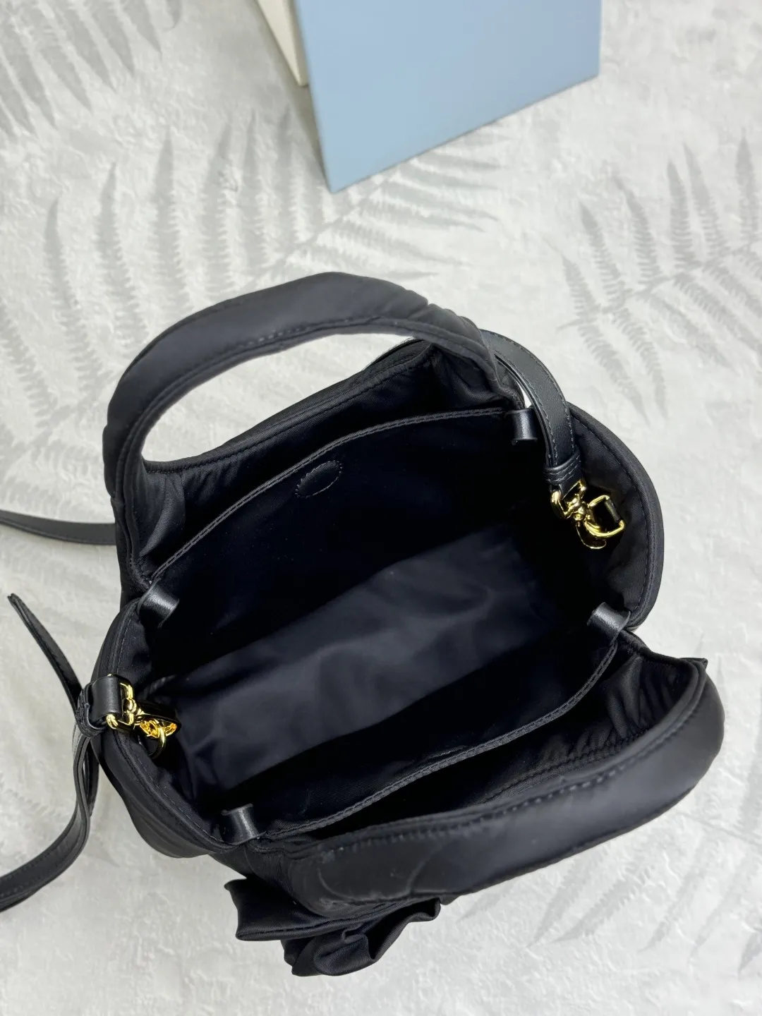 Prada Bow-Detail Padded Nylon Shoulder Bag D76011233 — view 8
