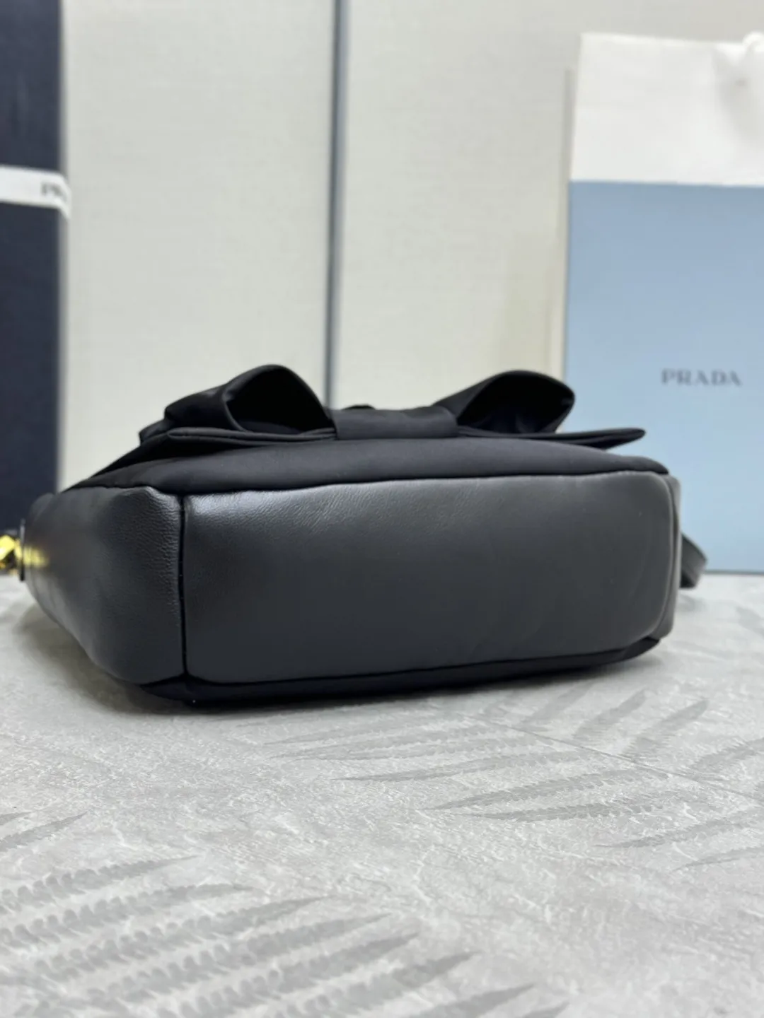 Bow-Detail Padded Nylon Hobo Bag D73011015 — view 6