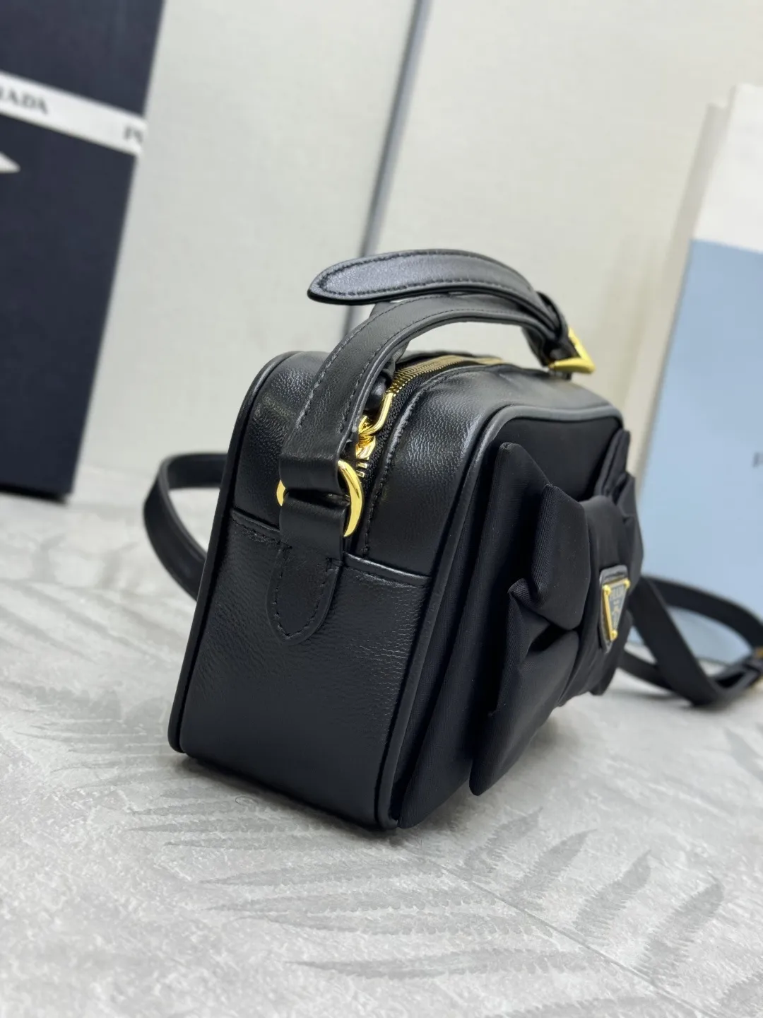Nylon and Lambskin Bow Shoulder Bag D74011234 — view 6
