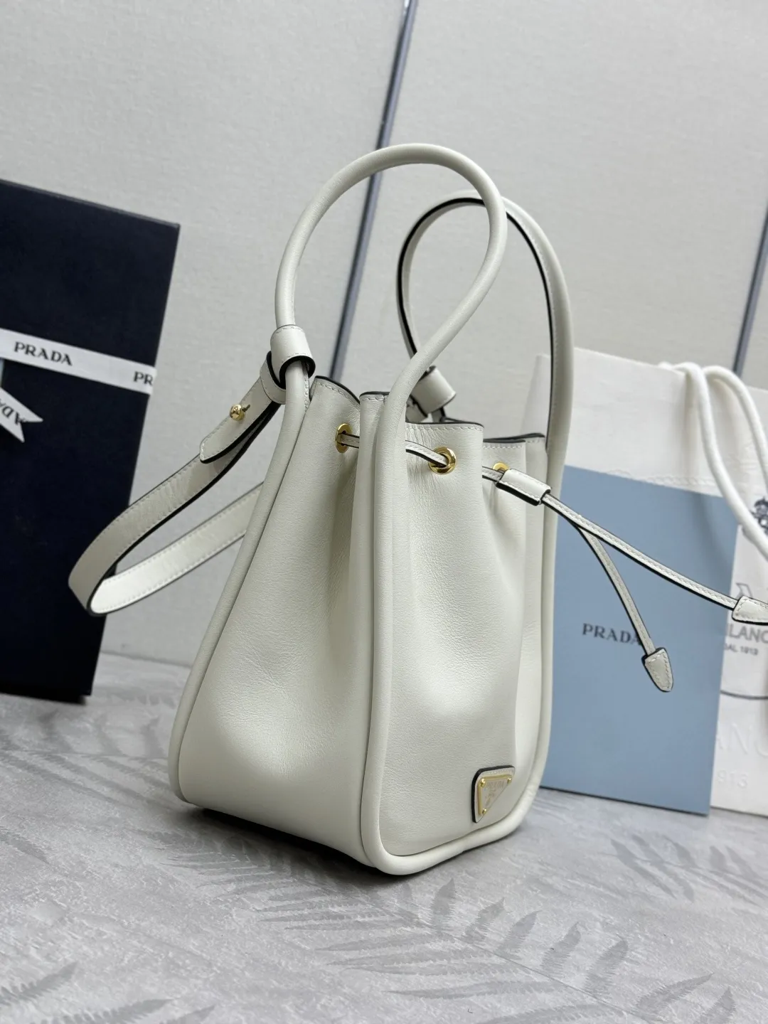 Prada 1BE087 Leather Bucket Bag D89011235 — view 3