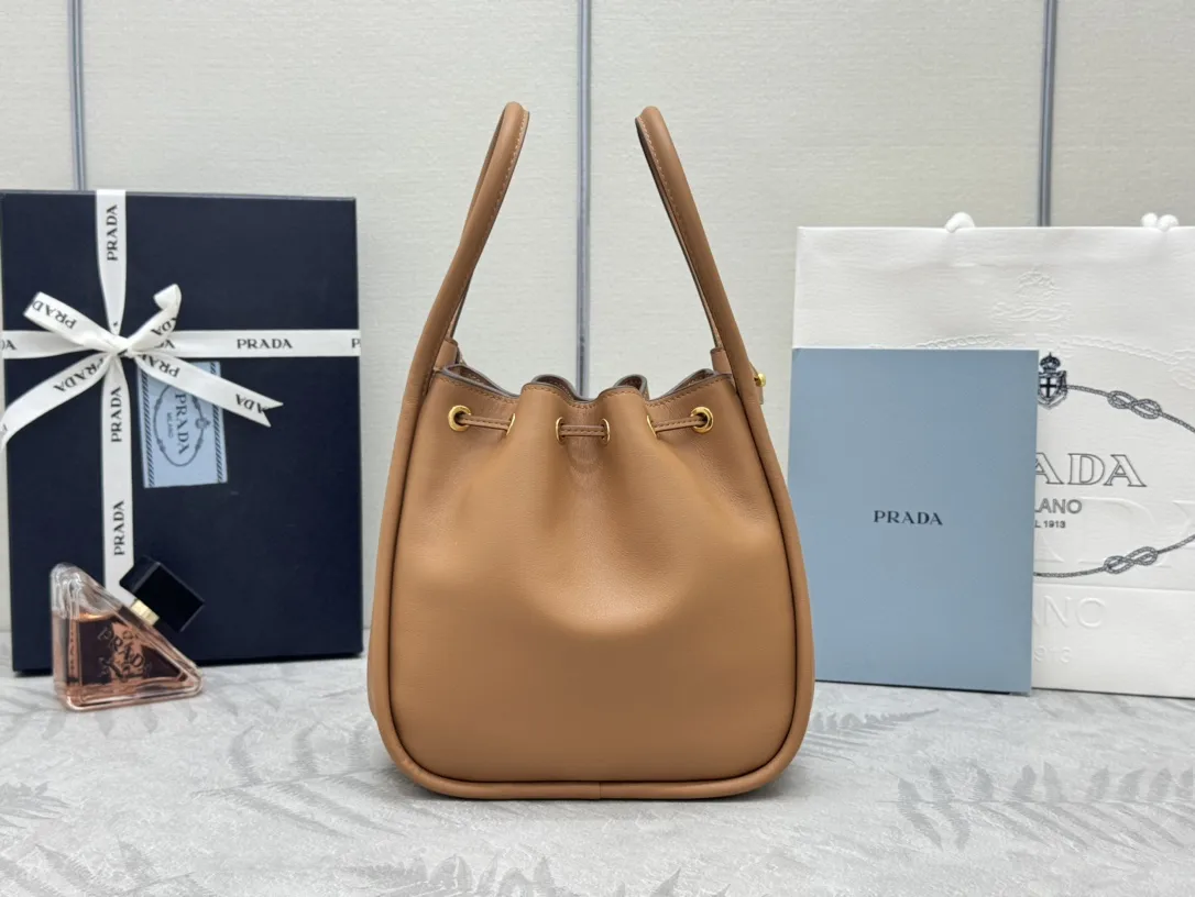 Leather Drawstring Bucket Bag D89011236 — view 4