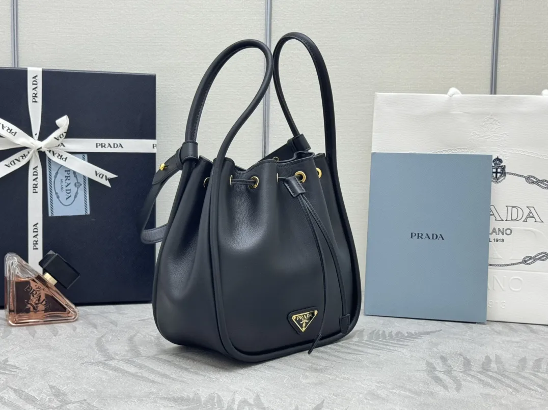 Prada 1BE087 Leather Bucket Bag D89011237 — view 3