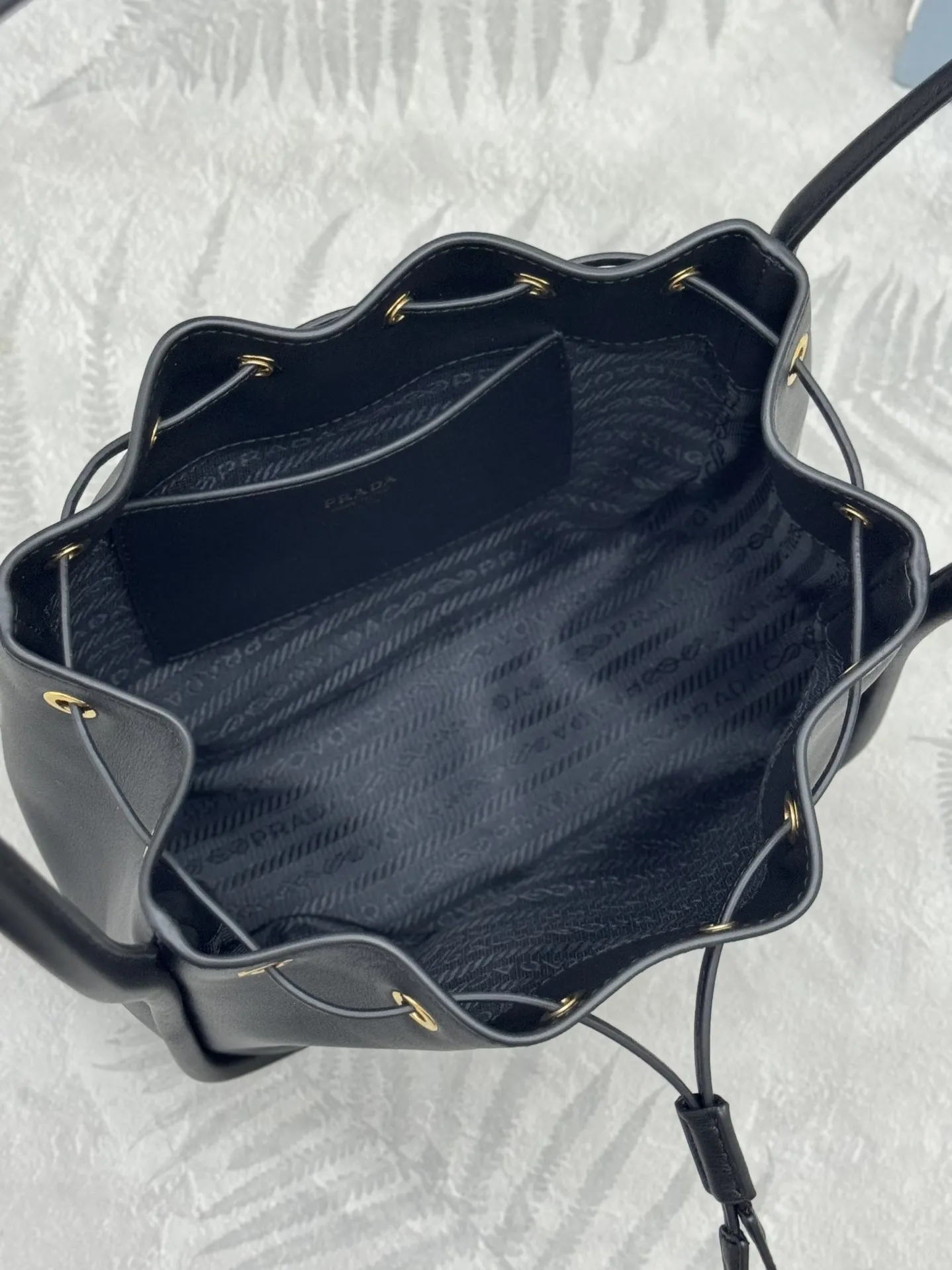 Prada 1BE087 Leather Bucket Bag D89011237 — view 6