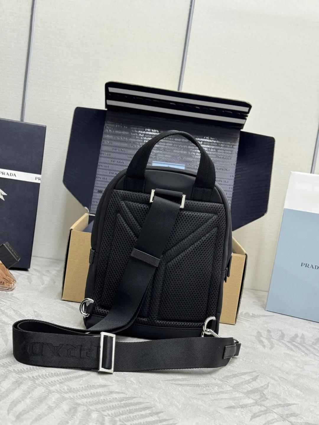 Re-Nylon Saffiano Trim Sling Bag D45011238 — view 2
