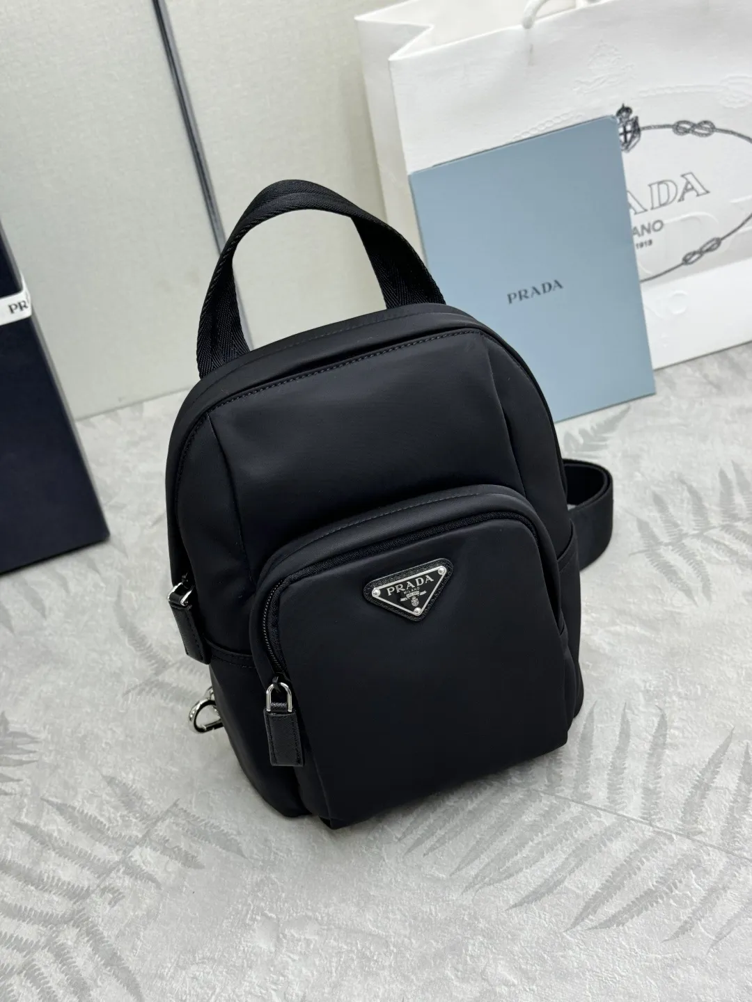 Re-Nylon Saffiano Trim Sling Bag D45011238 — view 3
