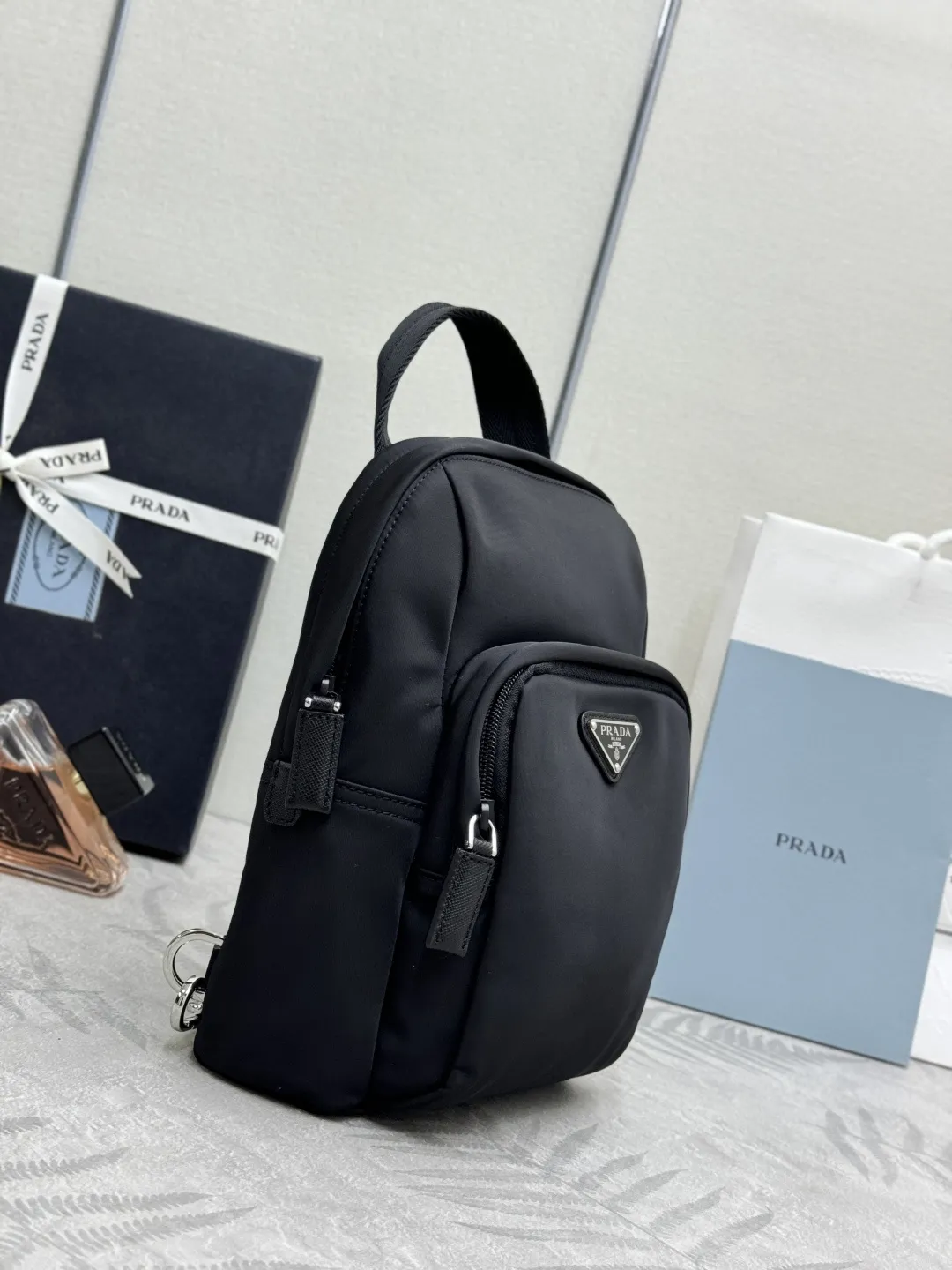 Re-Nylon Saffiano Trim Sling Bag D45011238 — view 4