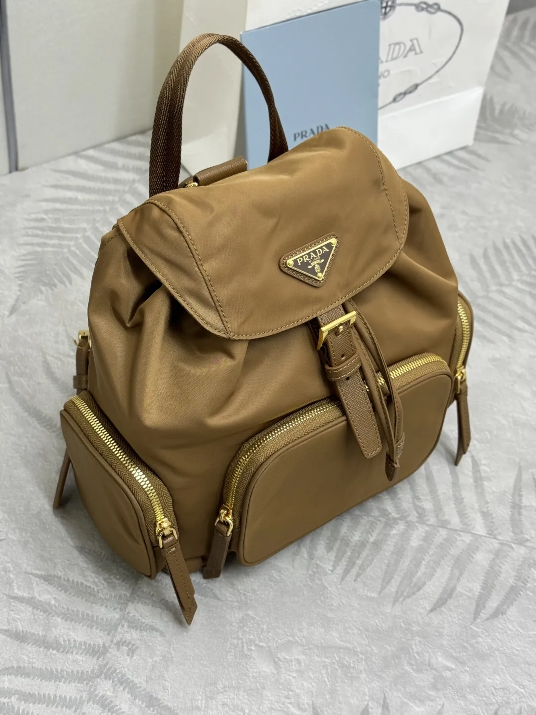 Nylon Drawstring Flap Backpack D84011240 — view 3