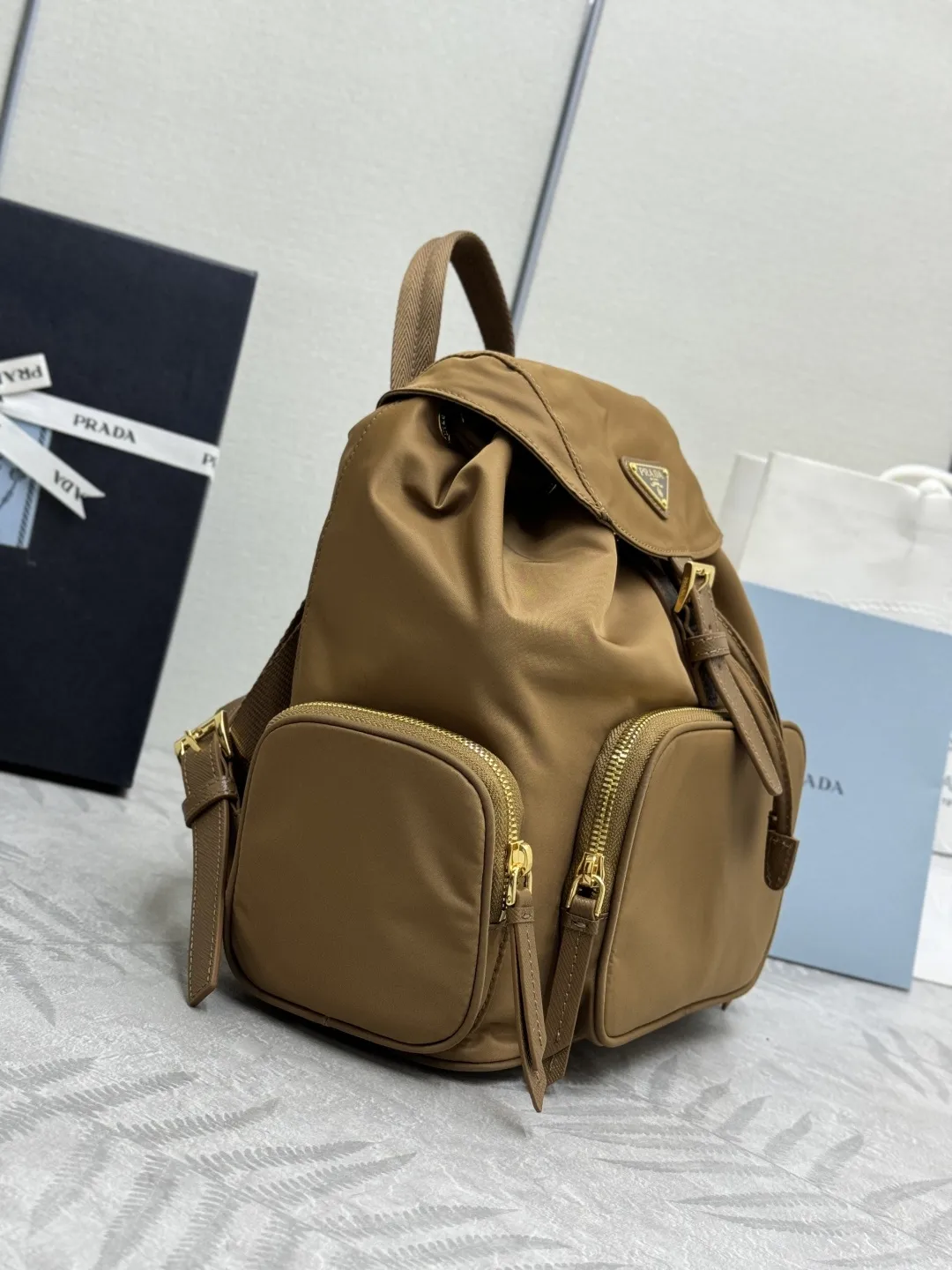 Nylon Drawstring Flap Backpack D84011240 — view 4