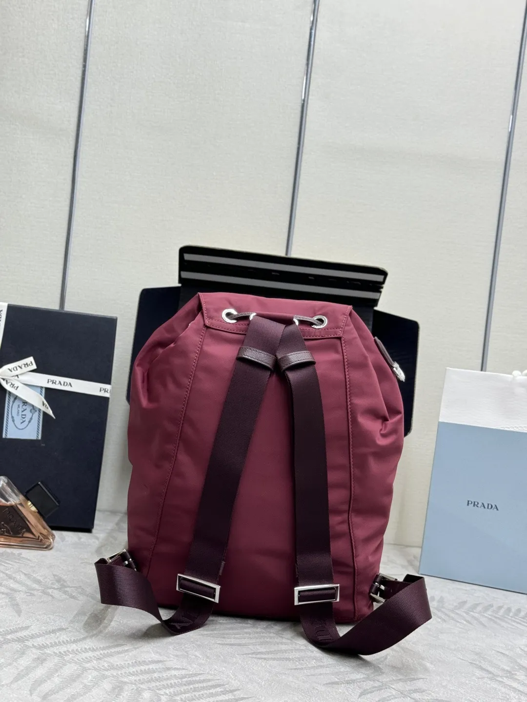 Nylon and Leather Drawstring Backpack D74011241 — view 2