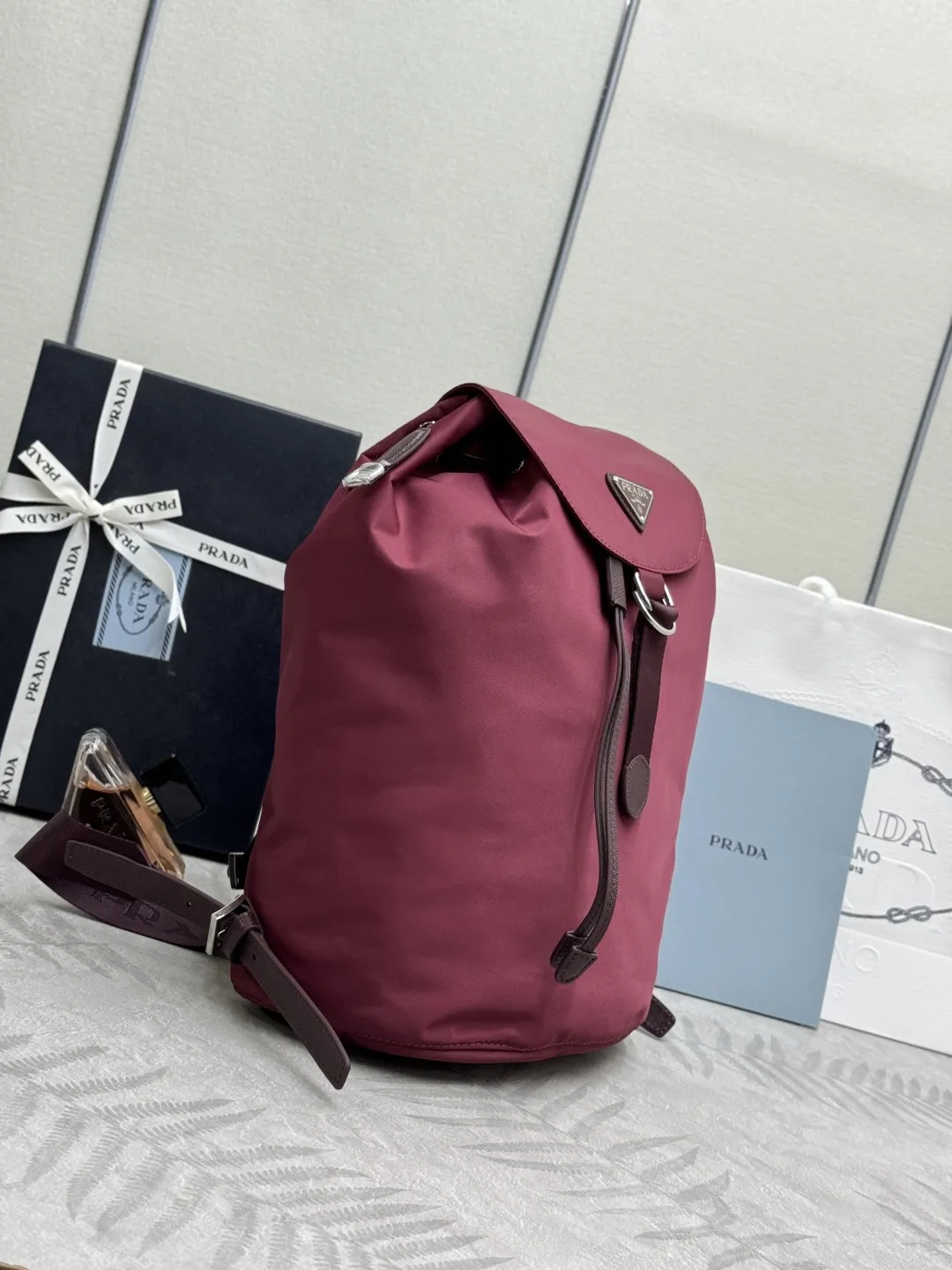 Nylon and Leather Drawstring Backpack D74011241 — view 4