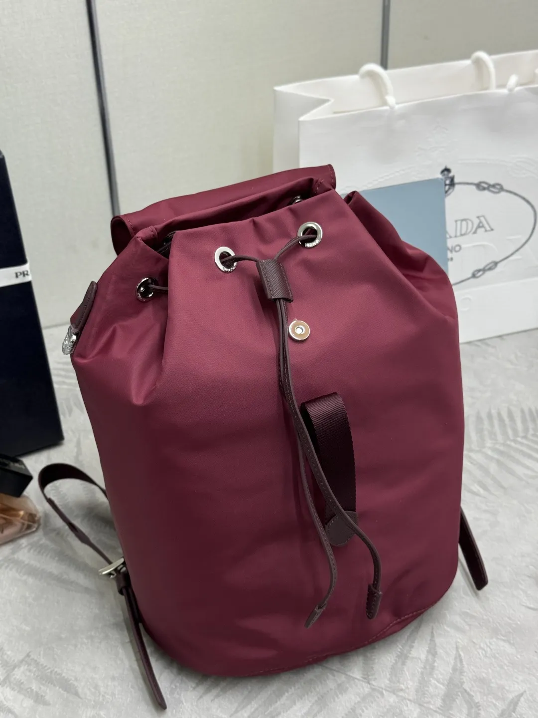 Nylon and Leather Drawstring Backpack D74011241 — view 5