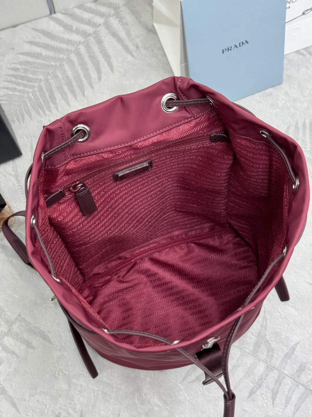 Nylon and Leather Drawstring Backpack D74011241 — view 8