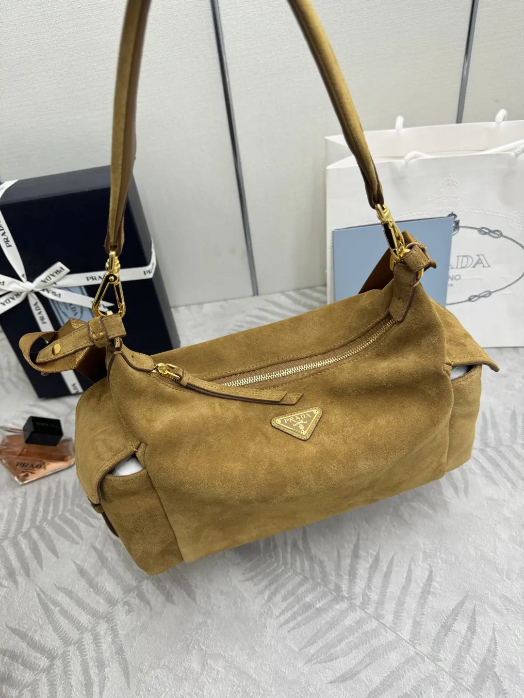 Suede and Nylon Shoulder Bag D99011244 — view 3