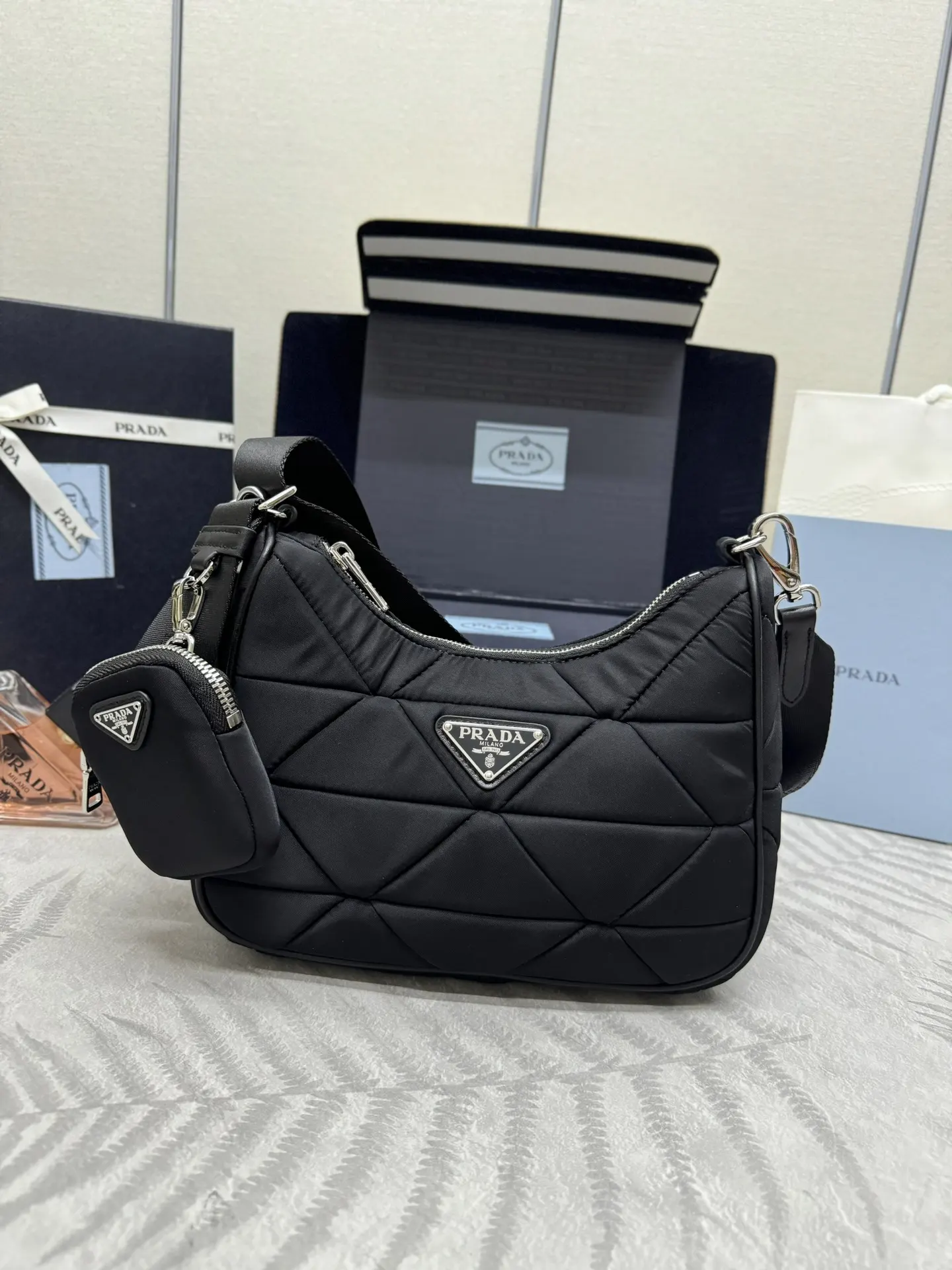 Prada Re-Edition 1BC151 Quilted Nylon Shoulder Bag D71011254