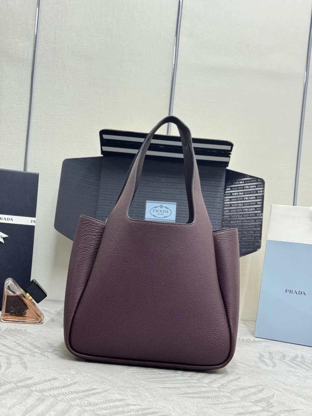 Prada Medium Lambskin Shopping Tote Bag D101011255 — view 2