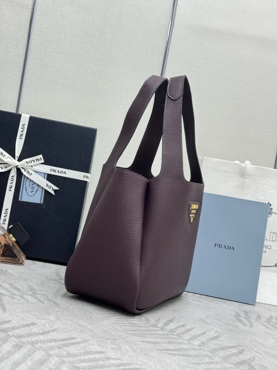 Prada Medium Lambskin Shopping Tote Bag D101011255 — view 3