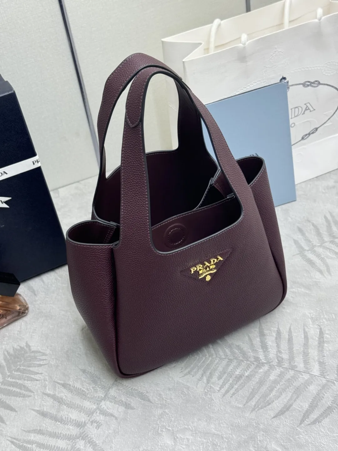 Prada Medium Lambskin Shopping Tote Bag D101011255 — view 4