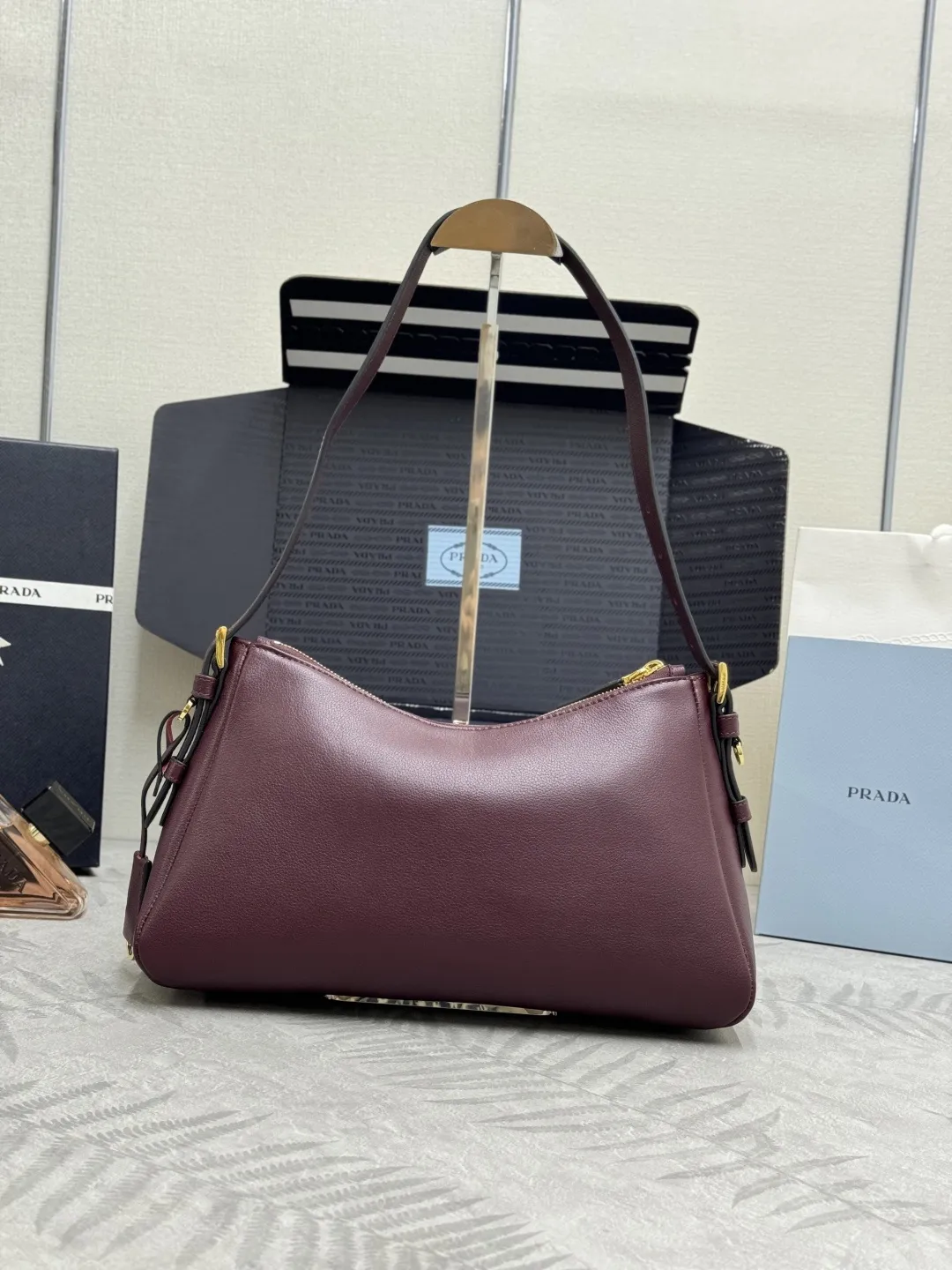 Prada Aimee Small Leather Hobo Bag D103011258 — view 2