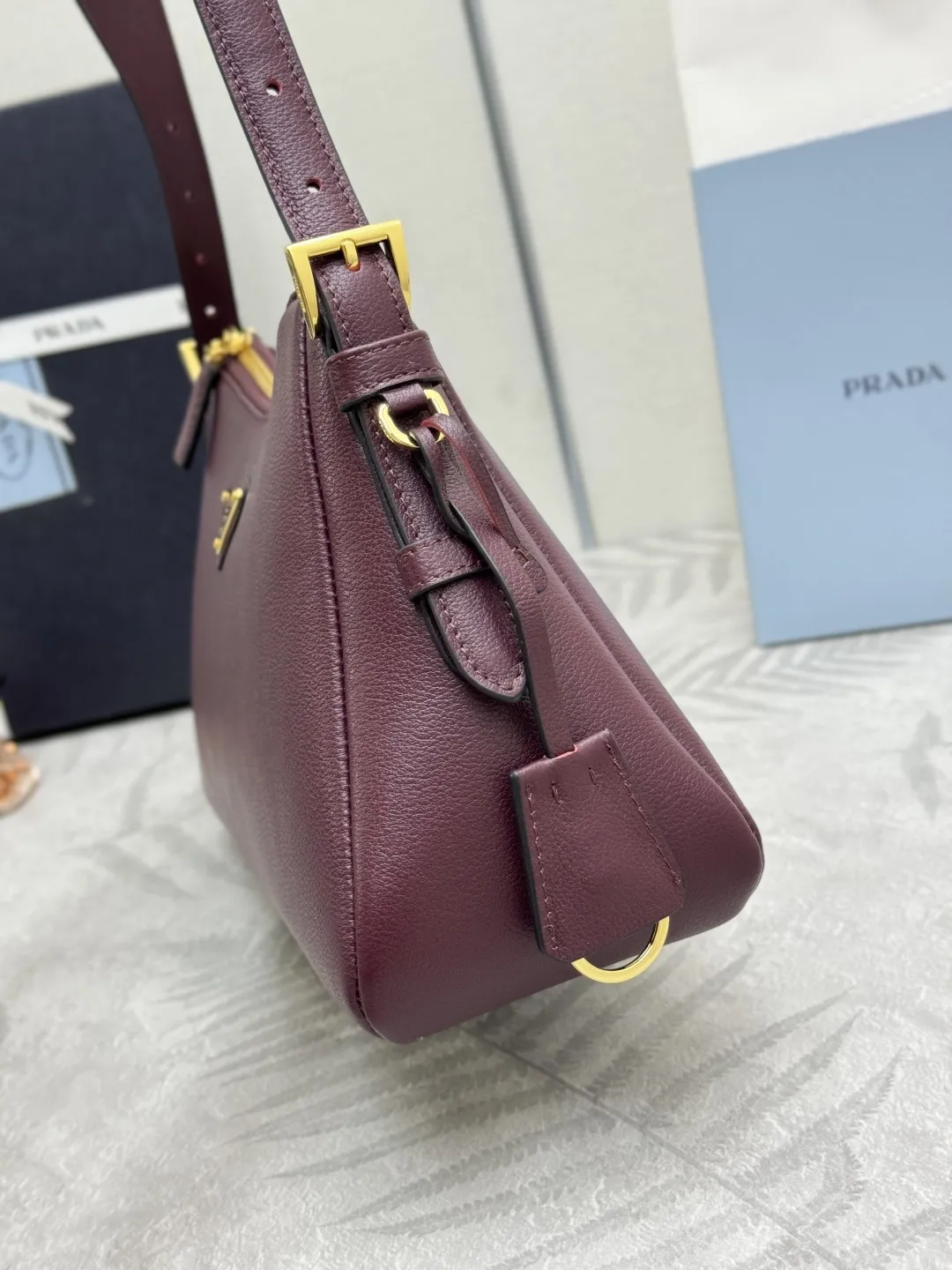 Prada Aimee Small Leather Hobo Bag D103011258 — view 5