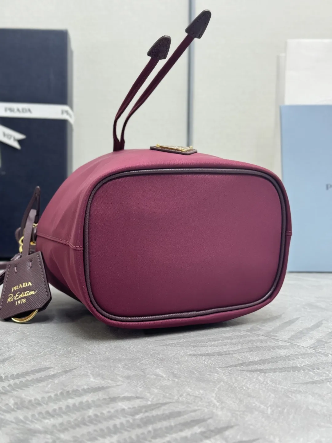 Nylon Bucket Bag with Leather Trim D61011259 — view 6