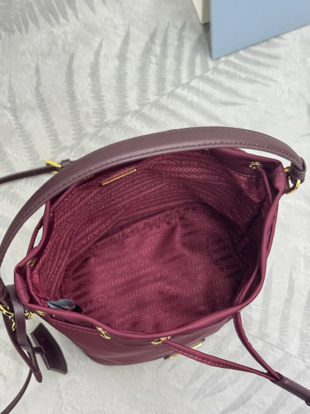 Nylon Bucket Bag with Leather Trim D61011259 — view 8