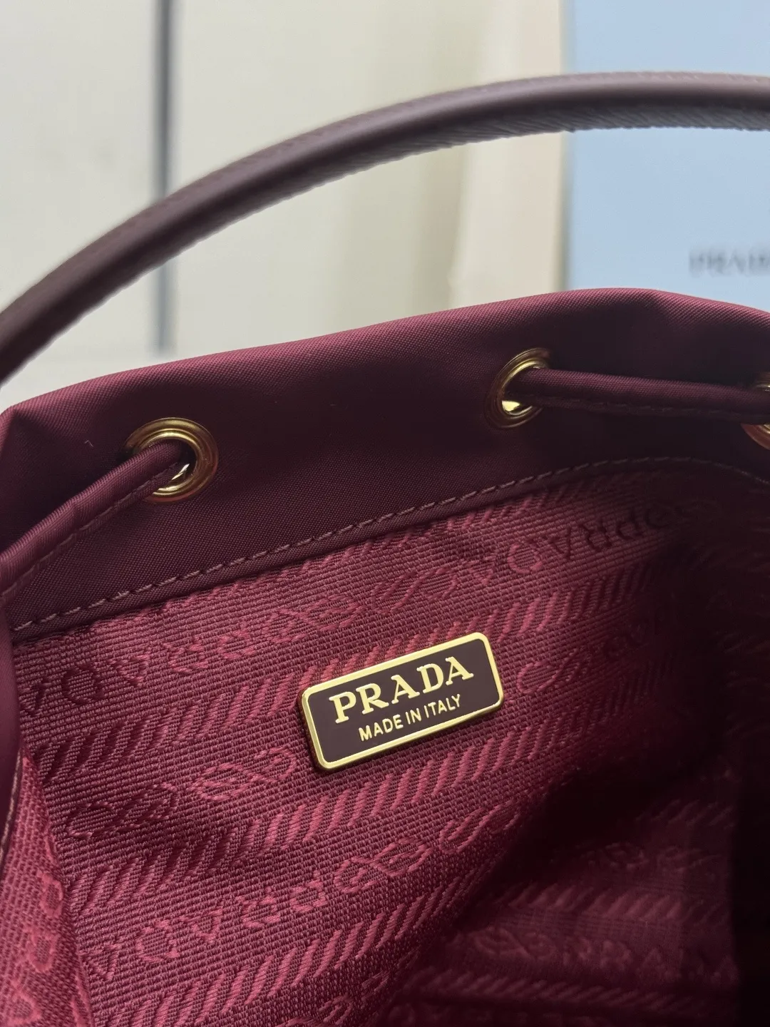 Nylon Bucket Bag with Leather Trim D61011259 — view 9