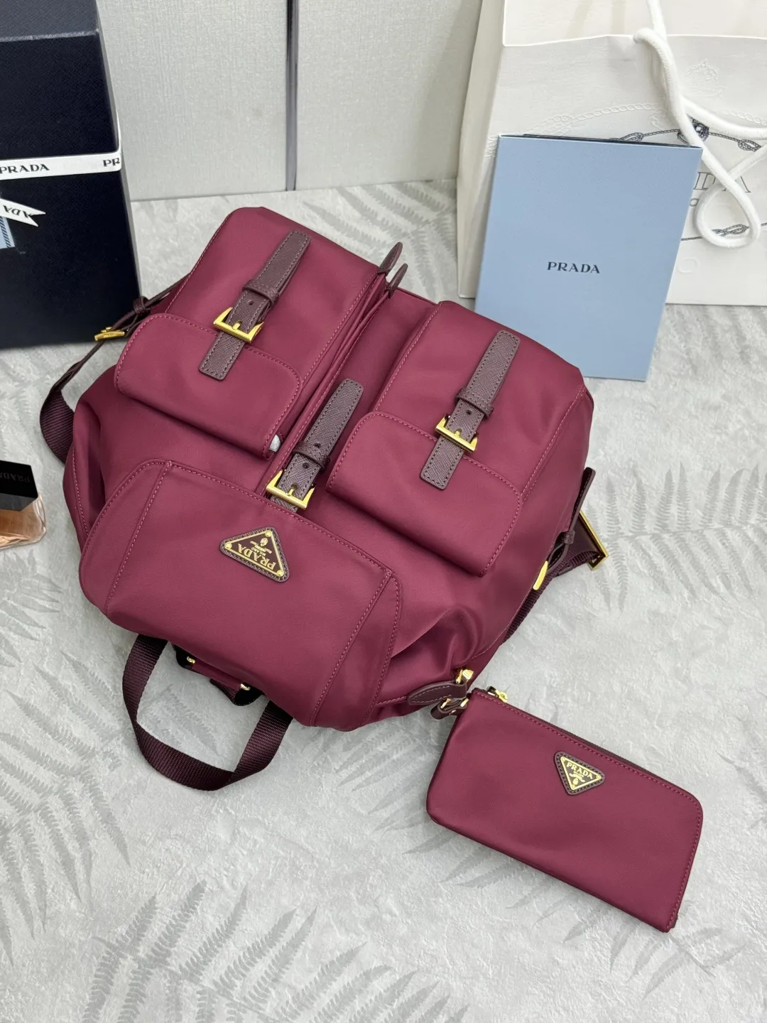 Nylon Backpack with Saffiano Leather Trim D77011261 — view 5