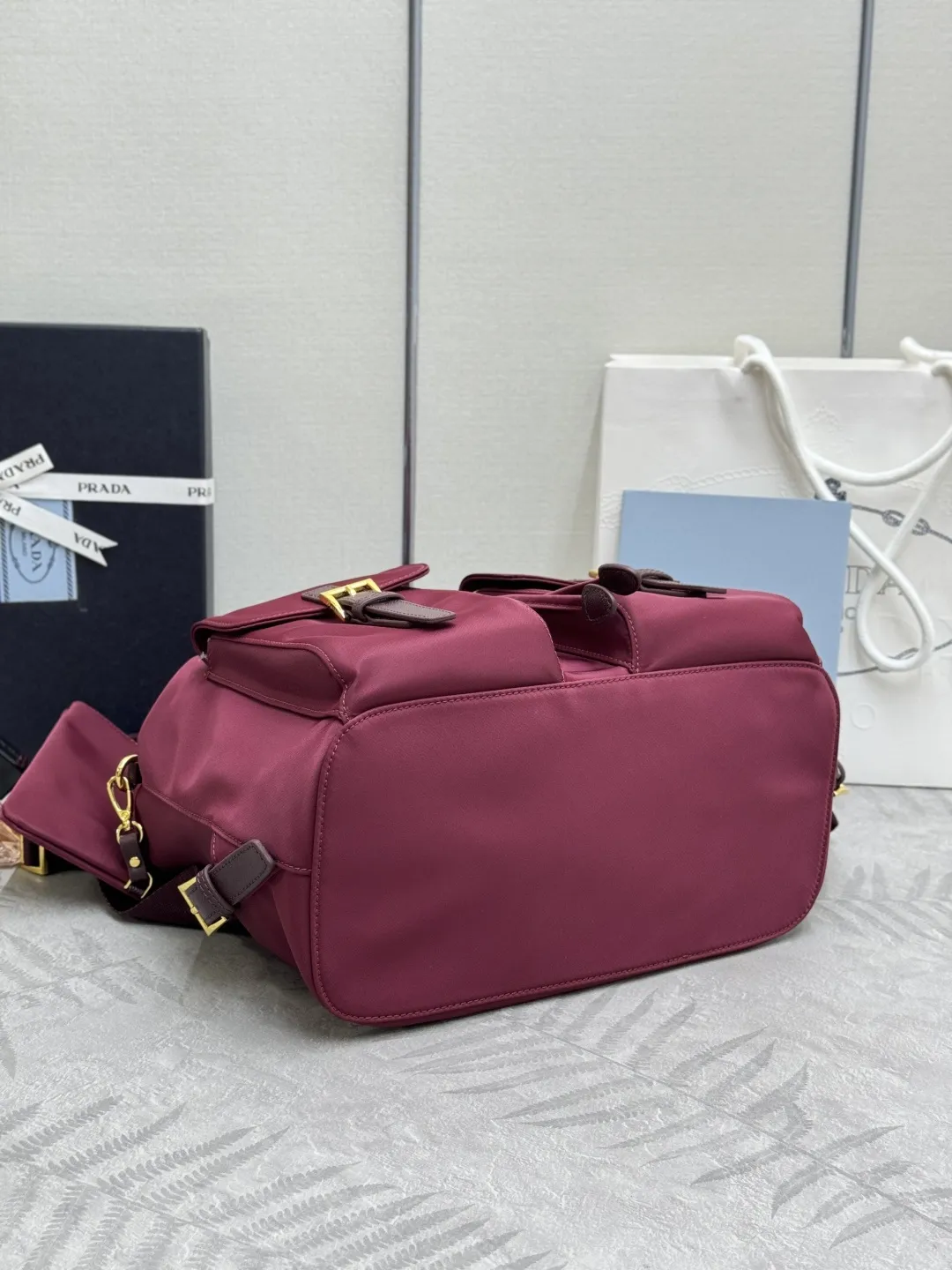 Nylon Backpack with Saffiano Leather Trim D77011261 — view 7