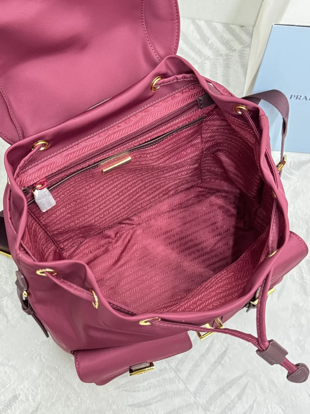 Nylon Backpack with Saffiano Leather Trim D77011261 — view 8